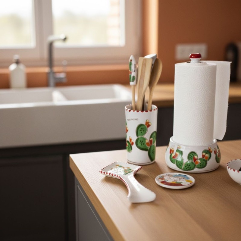 Poggiamestolo Folk Cactus PMS5FK Ceramiche siciliane De Simone
