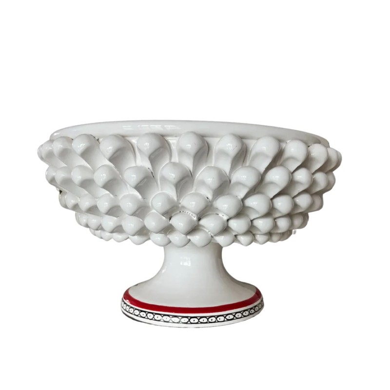Sicilian white ceramic pine cone stand ALZPGN de simone pottery