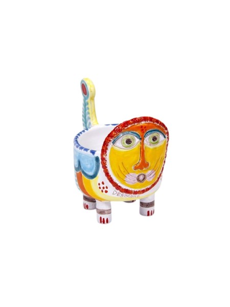 Lion ceramic handmade sicilian vase Folk LE204 De Simone Pottery