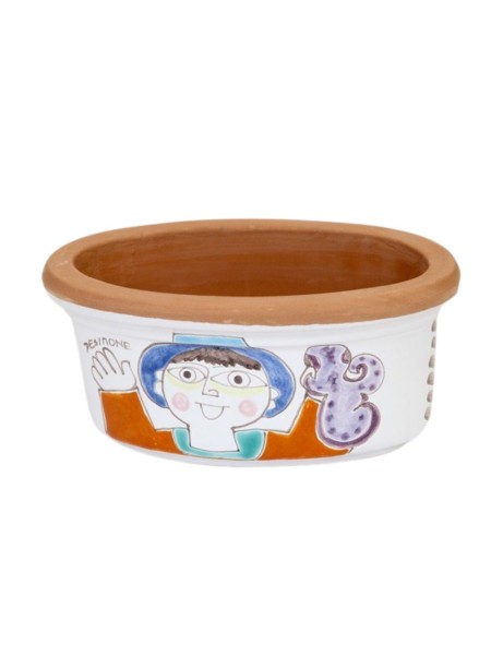 Oval planter Folk Man with octopus Ceramiche De Simone
