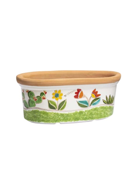 Fioriera ovale vaso Porta Pianta Folk VSPO819FK-FK Ceramiche De Simone