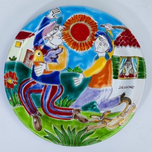 Piatto Tondo decorativo artigianale DS 25 cm PT25DS-07 la fuga del ladro