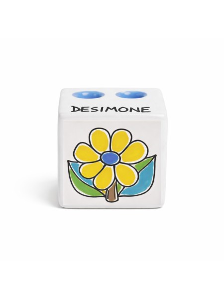 Pencil Holder Cube Daisy de simone sicilian handmade pottery