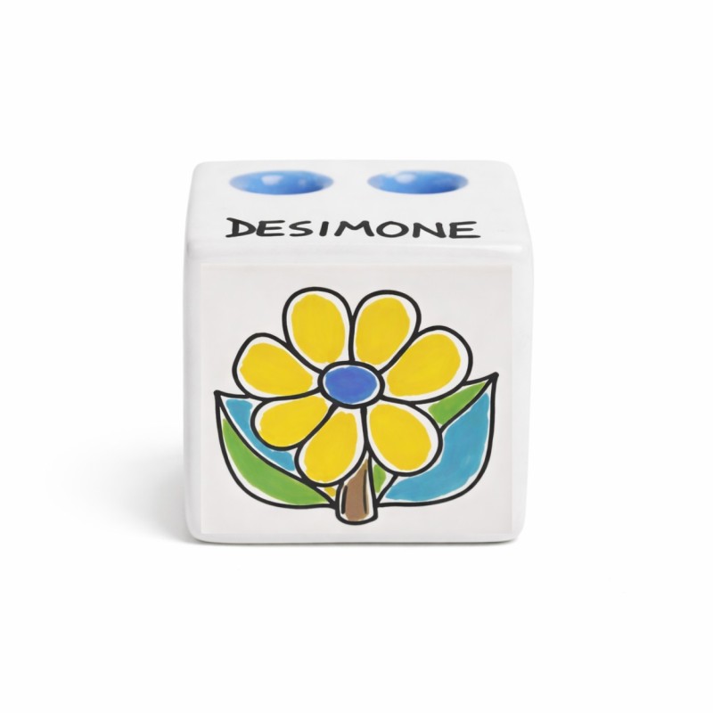 Cubo Portamatite Folk Margherita Ceramiche siciliane De Simone
