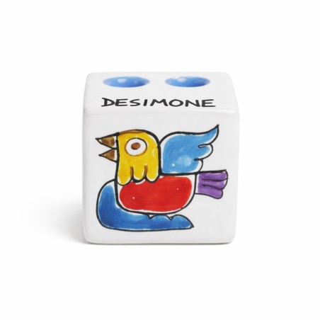 Pencil Holder Cube Bird de simone sicilian handmade pottery