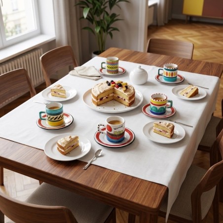 Tazzina caffè cilindrica piattino Vulcano Ceramiche De Simone