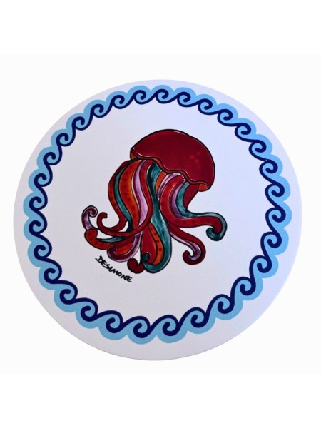 Fabric charger mat Folk Jellyfish De Simone Pottery