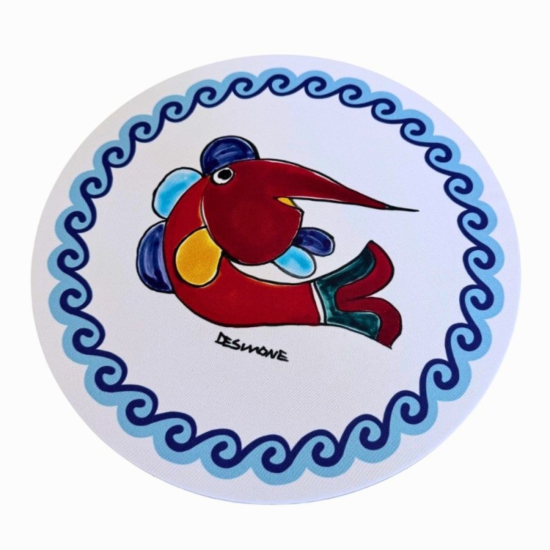 Fabric charger mat Folk Swordfish Ceramiche De Simone