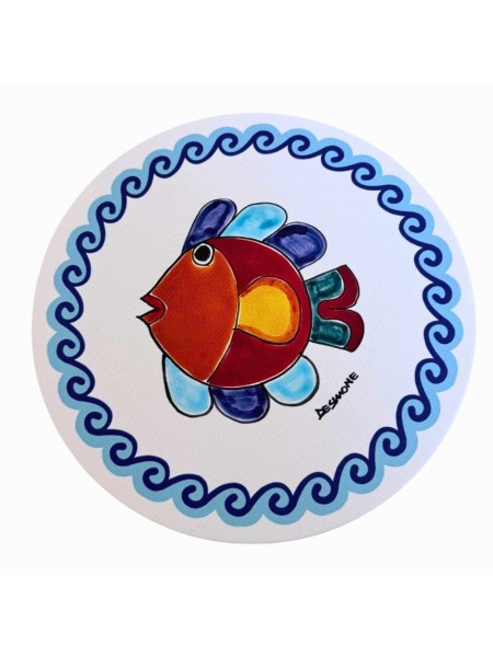 Sottopiatto in tessuto Folk Pesce Ceramiche De Simone