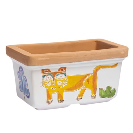 Rectangular planter Folk Cat