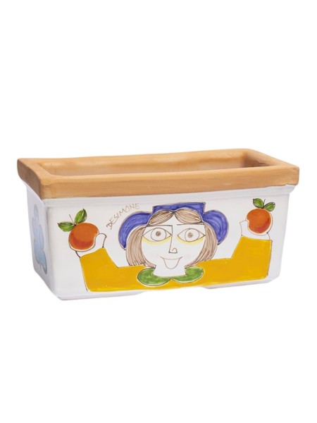 Rectangular planter Folk Woman and man with fruit