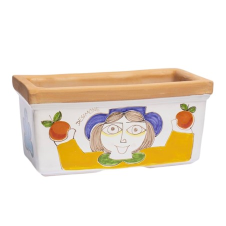 Rectangular planter Folk Woman and man with fruit