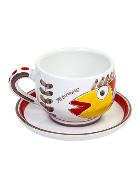 Tazza da cappuccino pesce folk ceramiche de simone TZ68FK