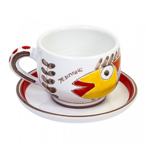 Tazza da cappuccino pesce folk ceramiche de simone TZ68FK