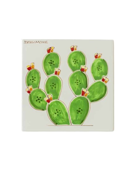 Ceramic Wall Tile Pricly Pear desimone pottery Folk PI297FC