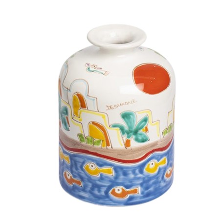 Handmade sicilian ceramic Round vase Dammusi VS583DA