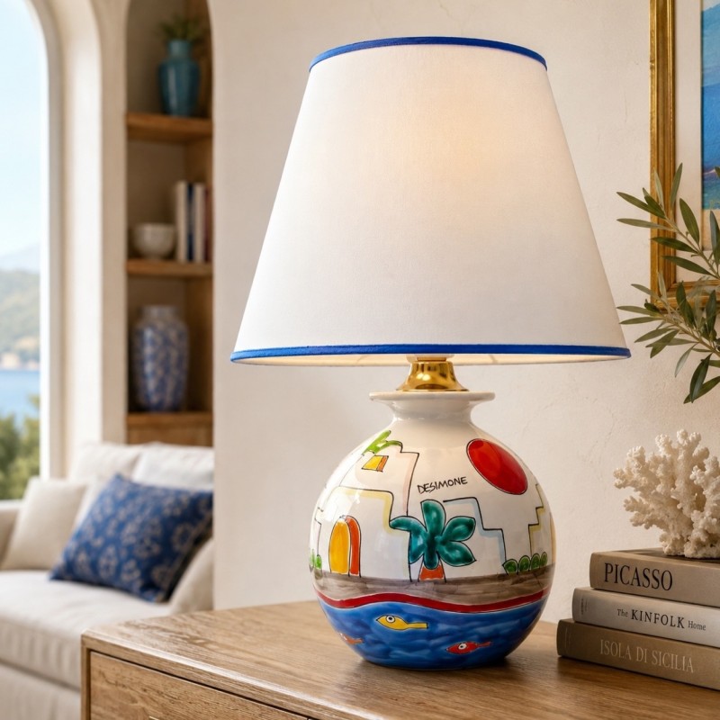 Handmade sicilian ceramic Lamp base Dammusi de simone pottery
