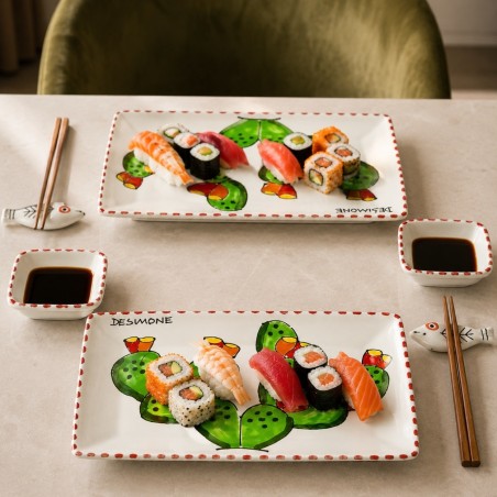 Set Sushi Fichi d'India Ceramiche De simone mise en place