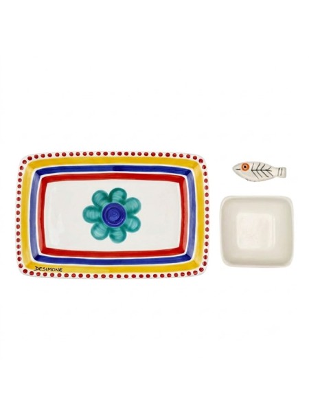 Handmade ceramic sicilian Sushi set Alicudi De Simone Pottery