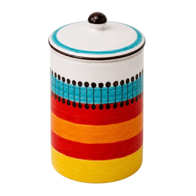 Handmade sicilian ceramic container with lid Pantelleria de simone pottery
