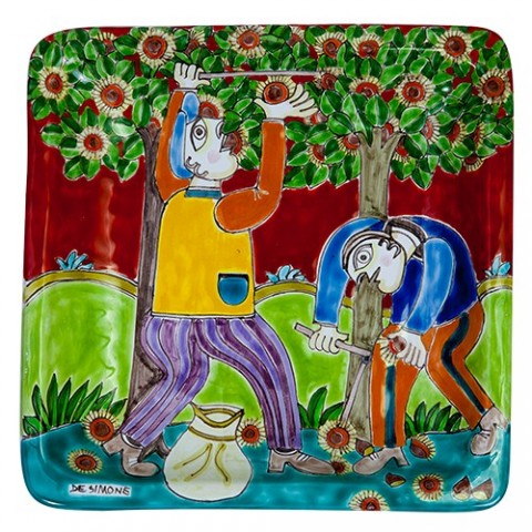 Piatto Quadrato 24x24 DS Raccolta delle castagne