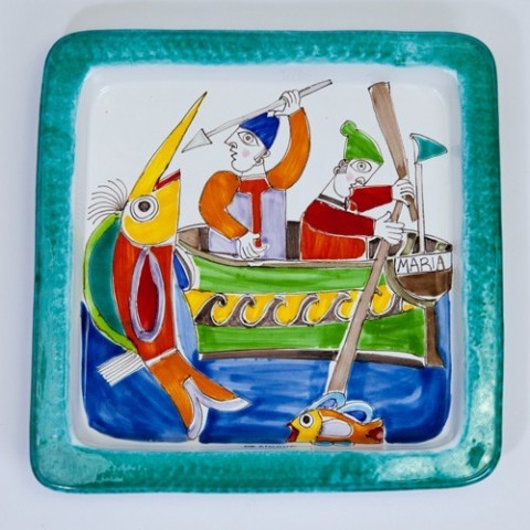 Square Plate Folk PQ28FK Fishermen