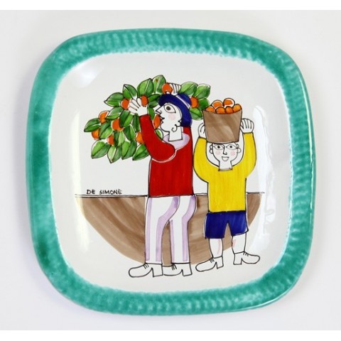 Rounded Plate Folk Oranges Harvesting PQTFK-9