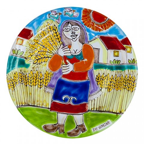 Piatto Tondo DS ceramiche de simone raccolta del grano 18 cm PT18DS-06