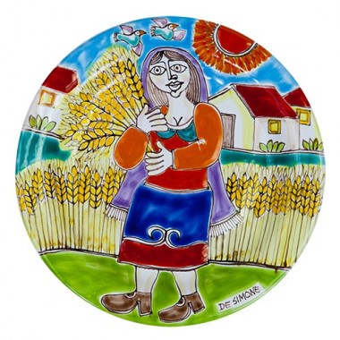 Piatto Tondo DS ceramiche de simone raccolta del grano 18 cm PT18DS-06