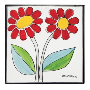 Ceramic Wall Tile Folk Flowers De Simone Pottery PI297FK-04F