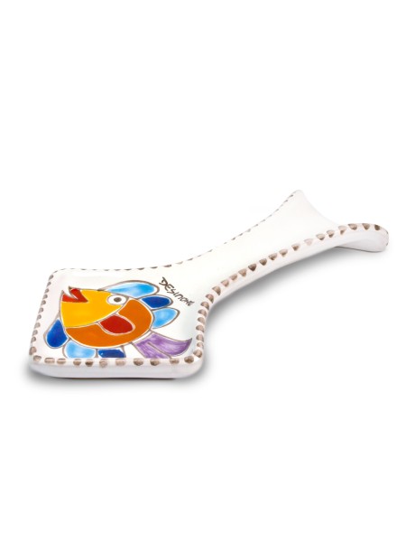 Poggiamestolo ceramica artigianale siciliana de simone Pesce Folk PMS5FK-3
