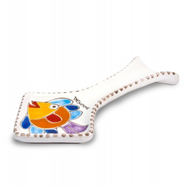Poggiamestolo ceramica artigianale siciliana de simone Pesce Folk PMS5FK-3