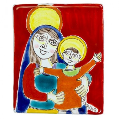 Madonna and Child ceramic Bedside de simone sicilian pottery MD477-1