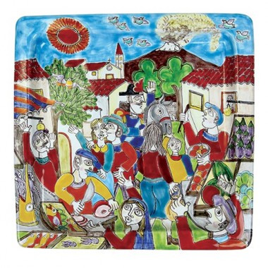 Sicilian ceramic Squared Plate DS 37x37 desimone pottery Market PQ37DS-5