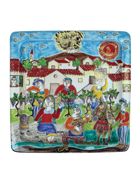 Sicilian ceramic Squared Plate DS desimone pottery Serenade PQ37DS-6