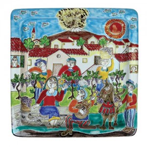 Sicilian ceramic Squared Plate DS desimone pottery Serenade PQ37DS-6