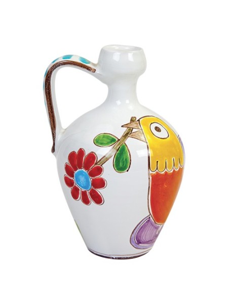 Brocca Folk Uccello con Fiore BR84FK ceramiche de simone