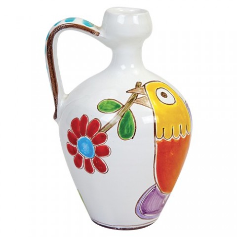 Brocca Folk Uccello con Fiore BR84FK ceramiche de simone