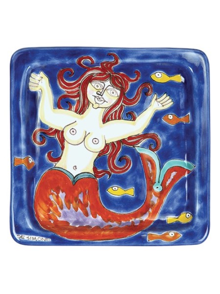Piatto Quadrato sirena ceramiche de simone 20x20 DS 15