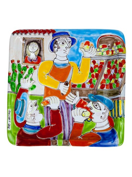 Piatto quadrato 24x24 DS 28 Venditore di Fichi d'India