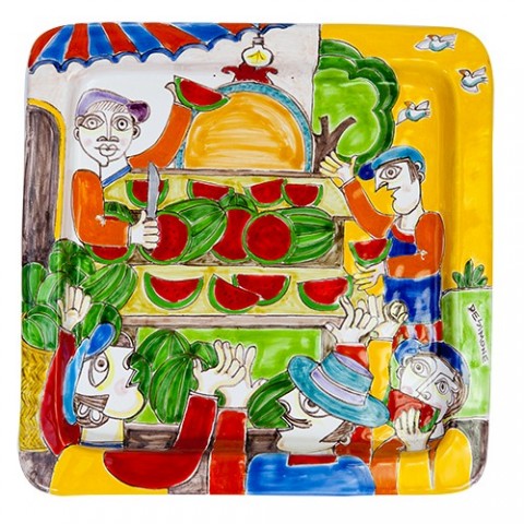 Squared Plate DS 28x28 Watermelon Seller