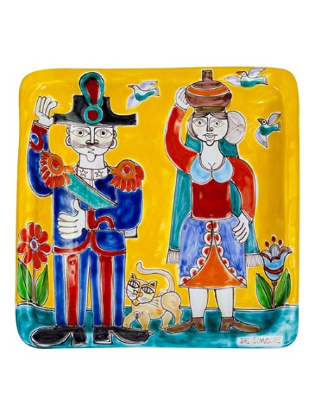 Piatto Quadrato 24x24 DS 29 carabiniere con donna