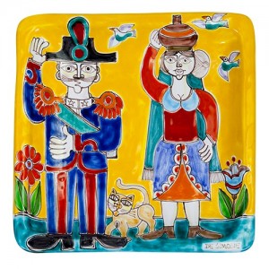 Piatto Quadrato 24x24 DS 29 carabiniere con donna