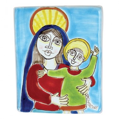 Madonna and Child ceramic Bedside de simone sicilian pottery MD477-4