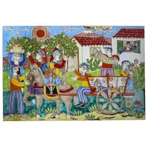 Lava Rock Panel The Harvesting of Oranges PI416PL-5