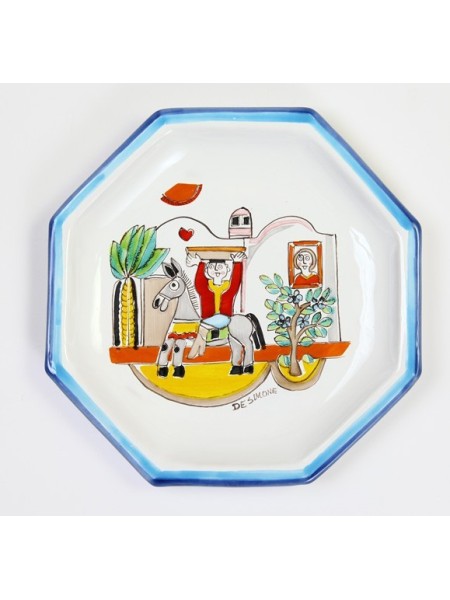 Piatto Ottagonale Folk POTFK-5 Uomo sull'asino