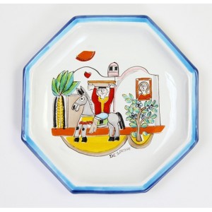 Octagonal Plate Folk POTFK-5 Man on donkey