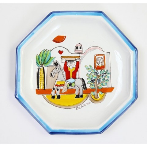 Piatto Ottagonale Folk POTFK-5 Uomo sull'asino