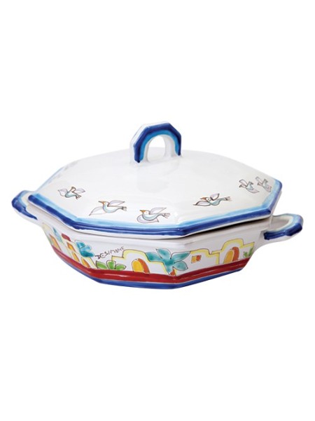 Zuppiera Ottagonale Dammusi Mangiallegro ceramiche de simone