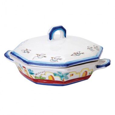 Zuppiera Ottagonale Dammusi Mangiallegro ceramiche de simone